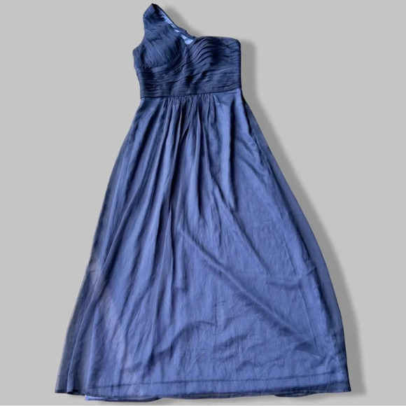 Minuet Navy Blue  One Shoulder Chiffon Maxi Dress Gown - Picture 4 of 15